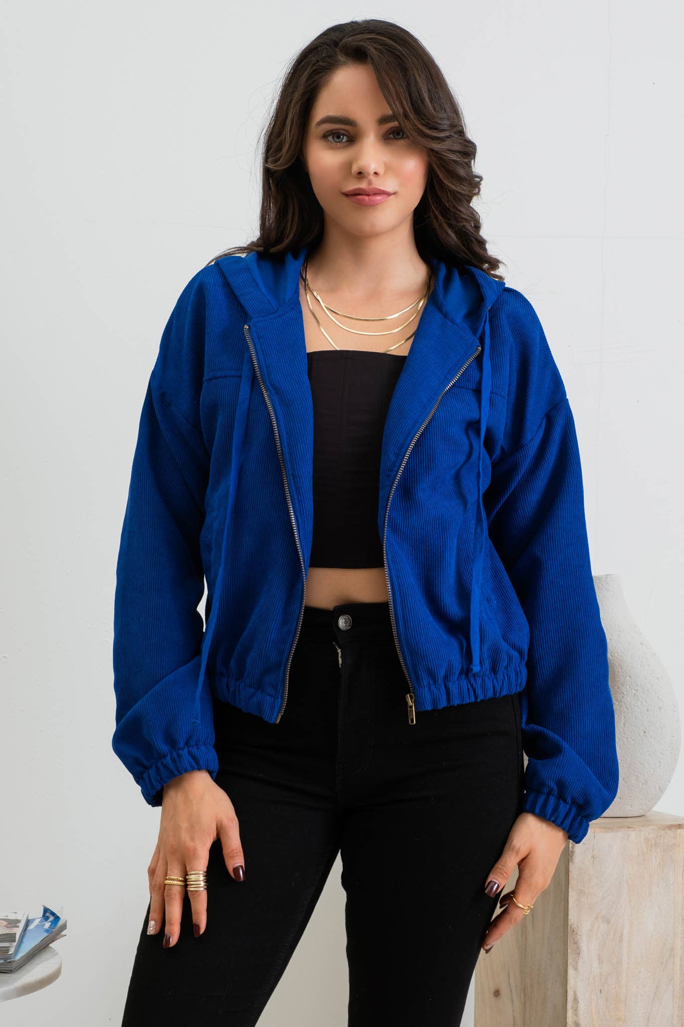 Blu Pepper – Blusão - Mulher por atacado – CASACO DE VELUDO COM ZÍPER63