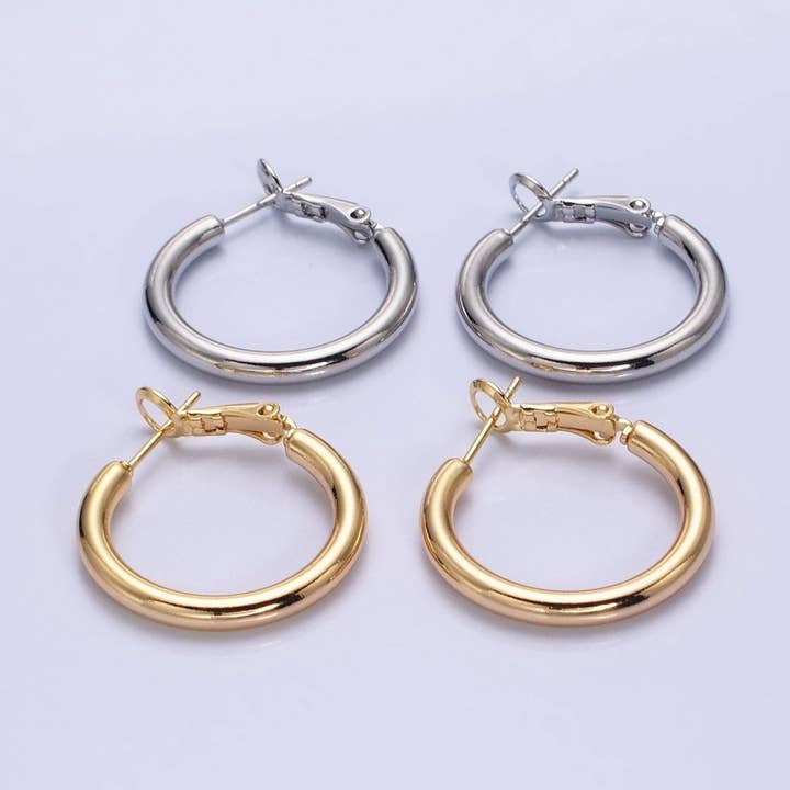 Aim Eternal - Vendita all'ingrosso Orecchini a cerchio - Orecchini a cerchio in argento, oro 20 mm, 25 mm, tubo paffuto | AB592 AB1552, AB1095 AB10972