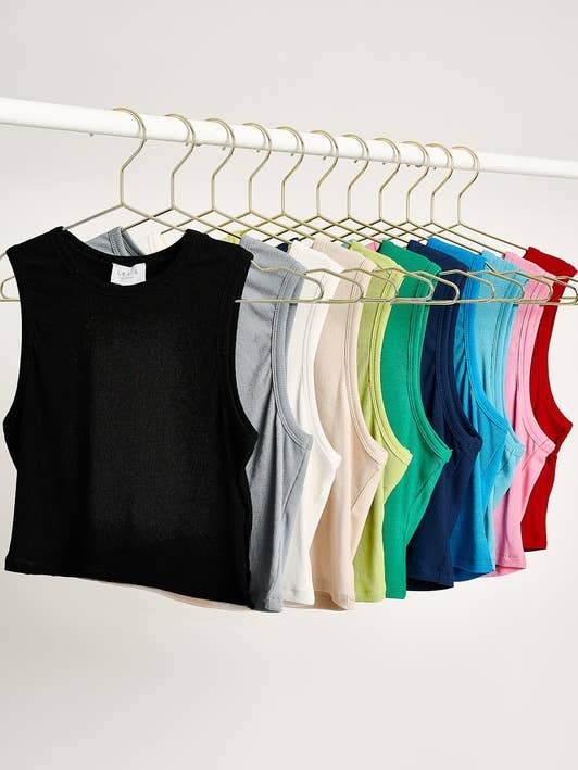LE LIS - Wholesale Knit Top - Women's - ROUND NECK SLEEVELESS CROP TOP
