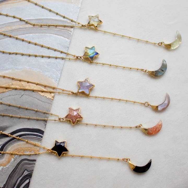 Over The Moon Stone Y Neck|Labradorite|Lemon|Chalcedony|WRM for wholesale by a.v. max