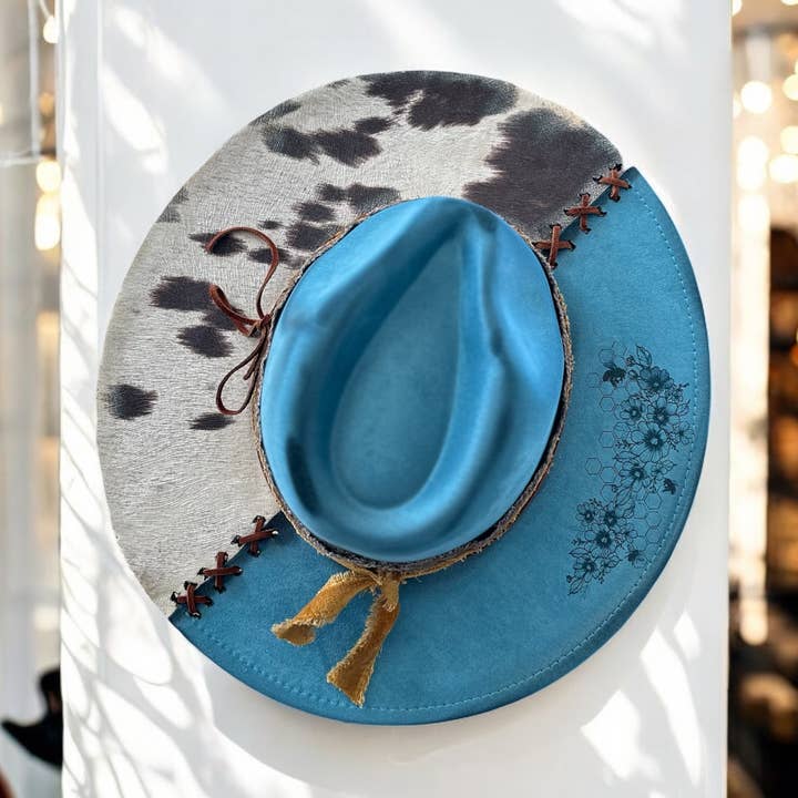 Cow Print Rancher Custom Hat for wholesale by Wild Indigo