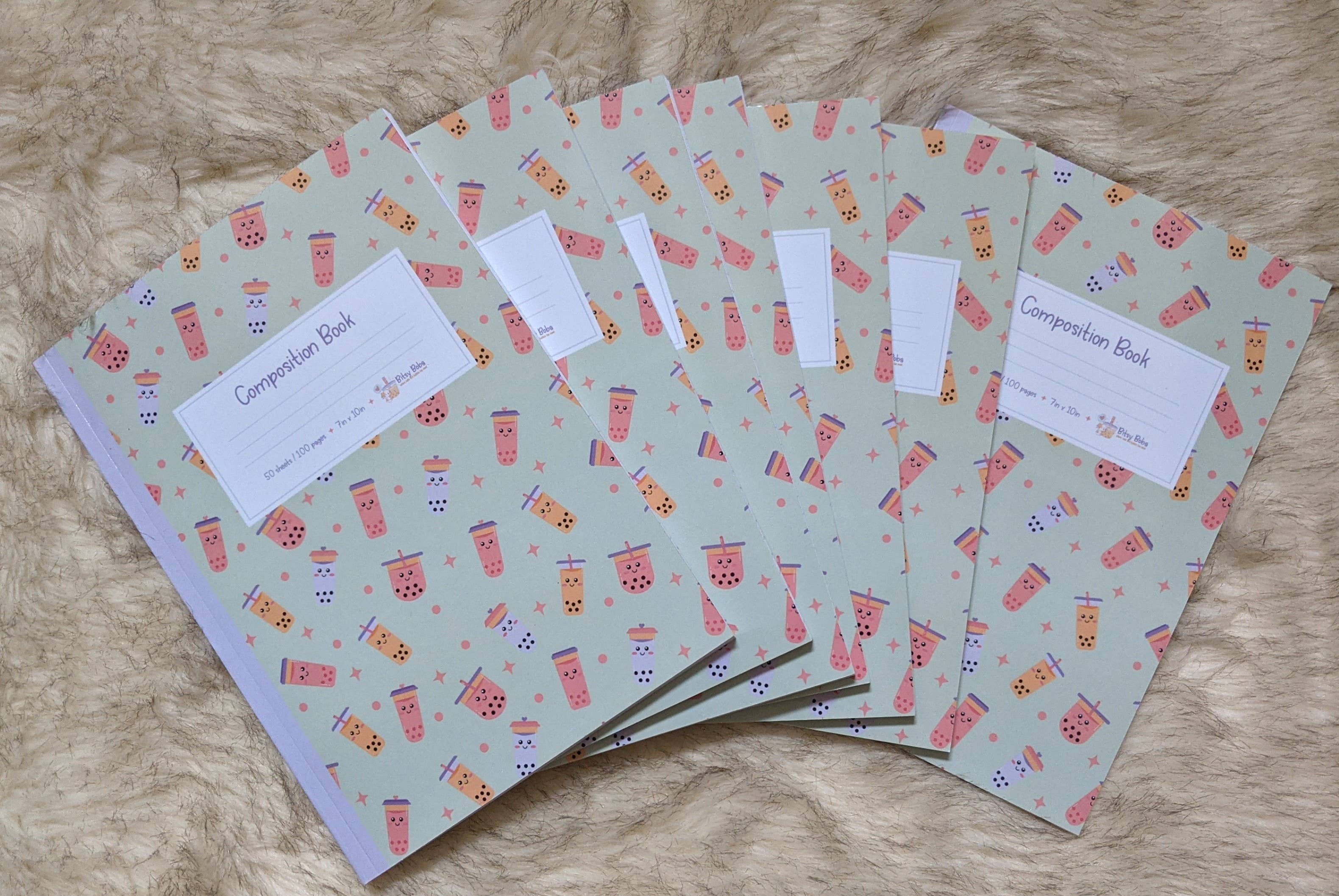 Bitsy Boba – Caderno por atacado – Chá Boba Bubble Caderno Composição Chá Matcha Milk Tea Verde3