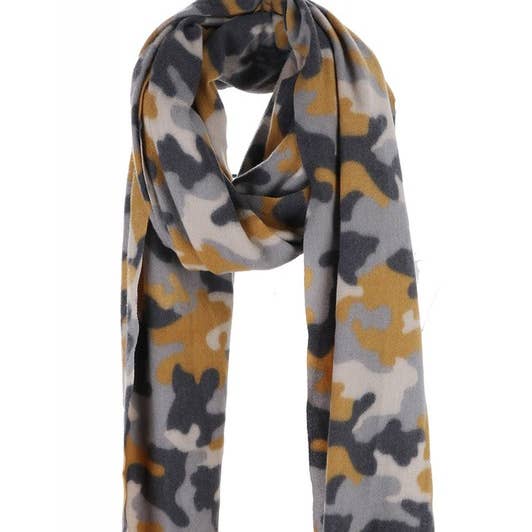 Camouflage Print Oblong Tassel Scarf for wholesale by Love and Repeat