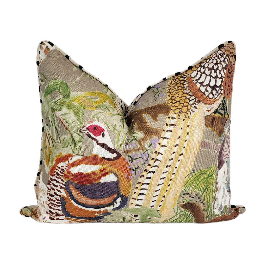 Wheaton Whaley Home - Vendita all'ingrosso Fodera cuscino decorativo - WWH Faves - Federa decorativa con stampa fagiano e retro in tessuto animalier by Lee Jofa3