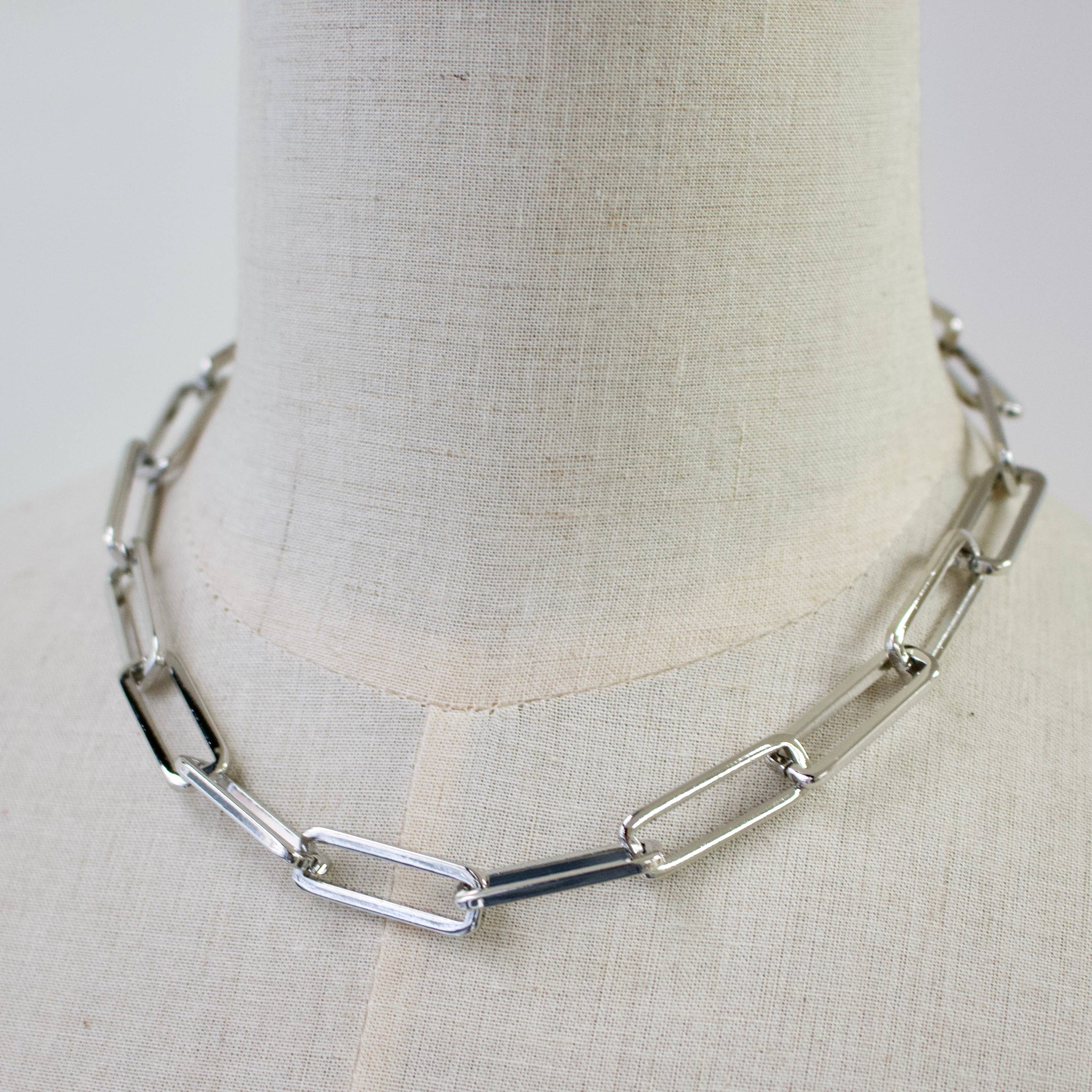 a.v. max – Engroshandel Led/kæde halskæde – Papirclipskæde halskæde|Guld|Sølv|16"+forlænger3