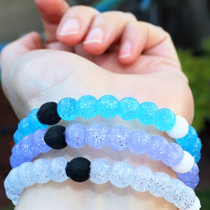 Frog Sac - Wholesale Beaded Bracelet - Kids - Glitter Silicone Beaded Bubble Bracelets - 6 Pack
