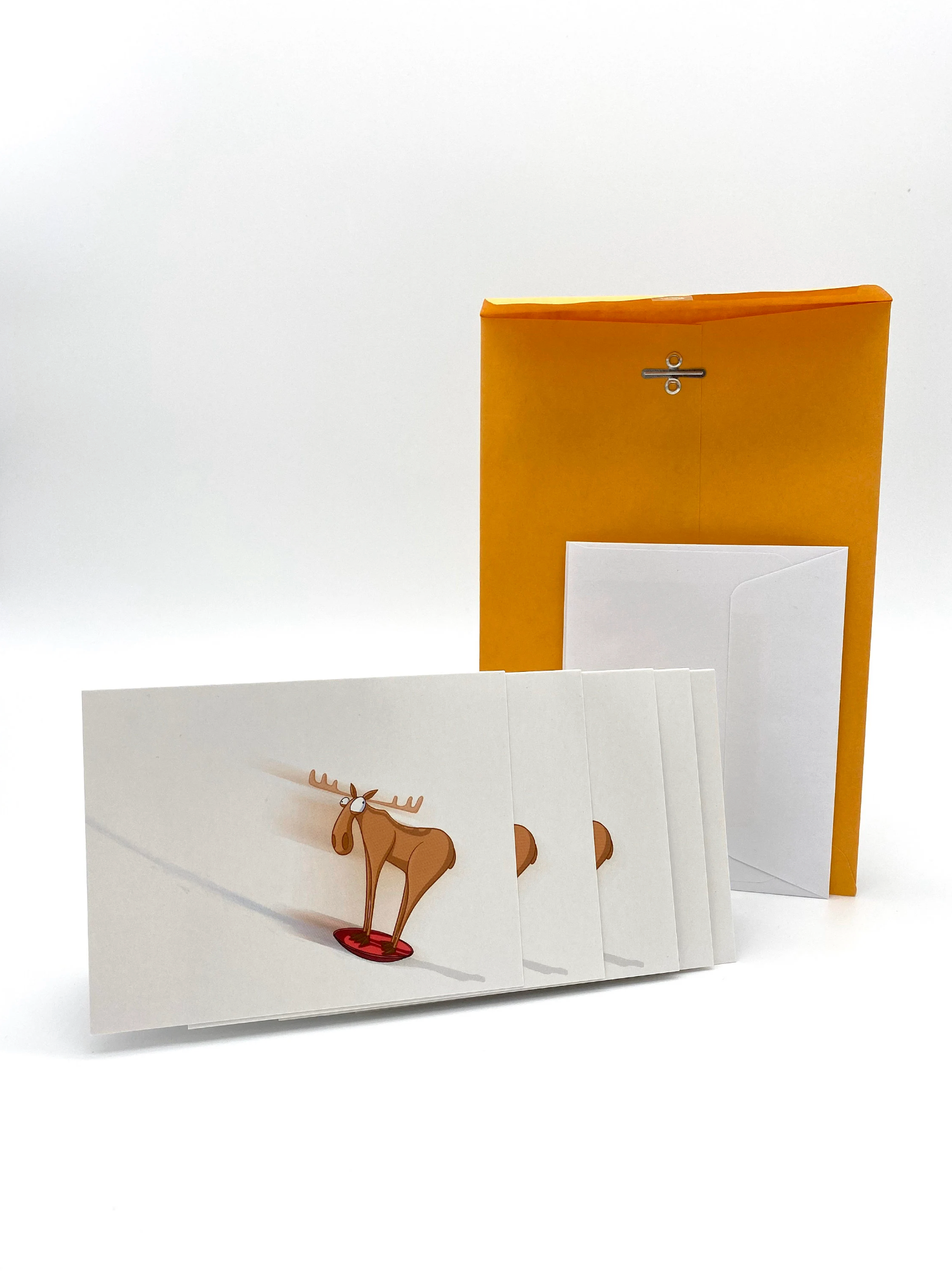 FortHouse Studios - Wholesale Season's Greetings Card - Sledding Moose Cards1