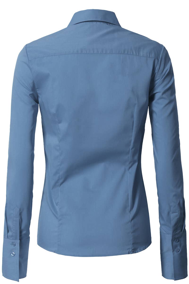 NINEXIS - Vente Chemise à col boutonné – femme - CWTDSL028_Chemises à col boutonné à manches longues13