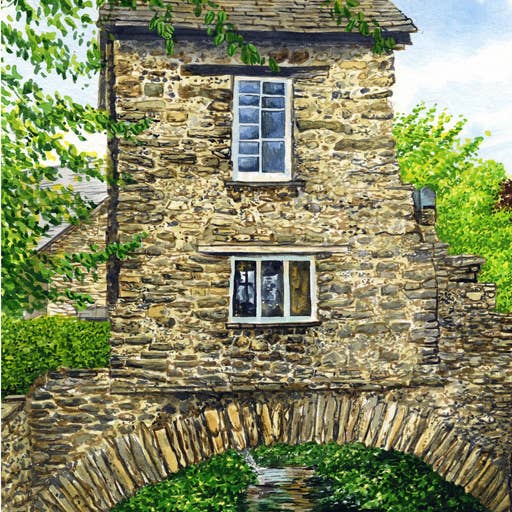 Lake District .Greeting Card, Bridge House Ambleside for wholesale by Robinson Collection