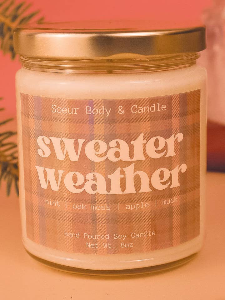 Sweater Weather Soy Candle for wholesale by Soeur Body and Candle