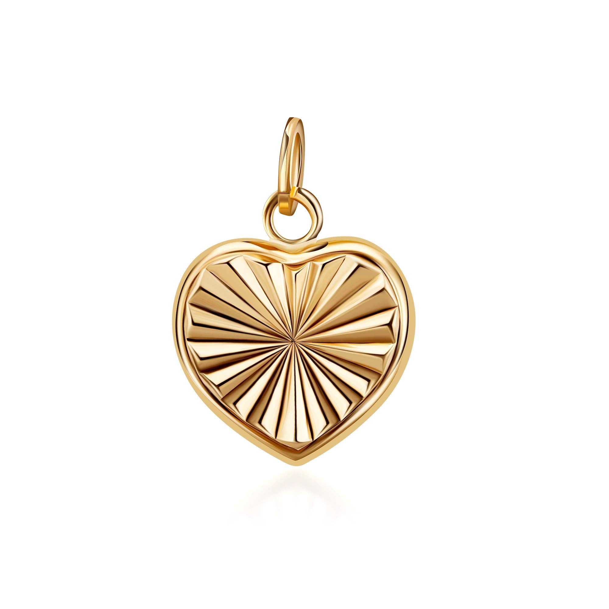 Pori Jewelry - Wholesale Individual charm/pendant - 14K Solid Gold Heart Diamond Cut Charm Pendant