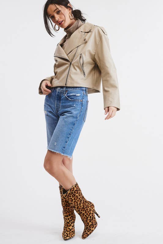 Mimosa - Wholesale Leather Jacket - Women's - Faux Soft Leather Biker Jacket with Front Zipper3