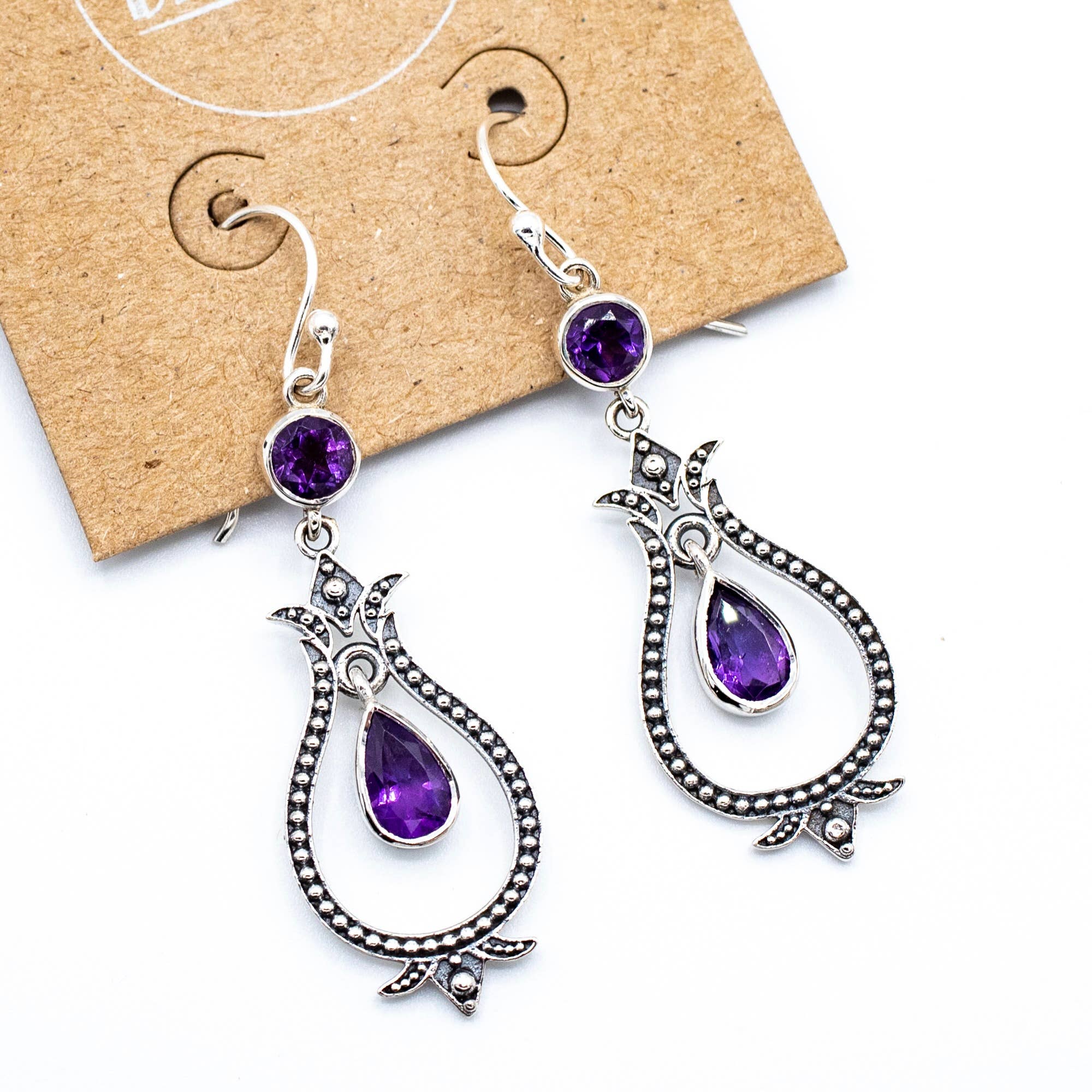 Baizaar – wholesale Dangle earrings – Sterling Silver Amethyst Droplet Earrings1