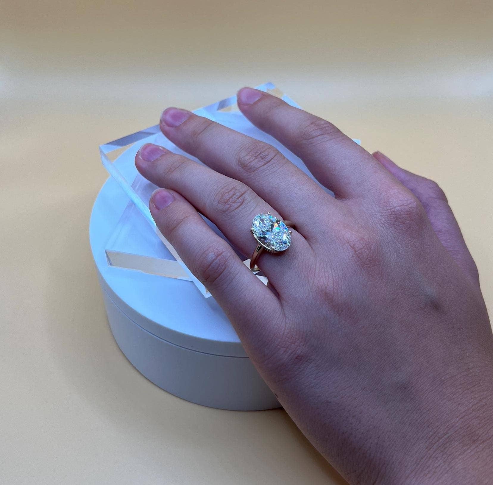 Elegant Jewels LLC - Wholesale Engagement Ring - 5 CT Oval Lab Grown Diamond 14K Gold Solitaire Ring5