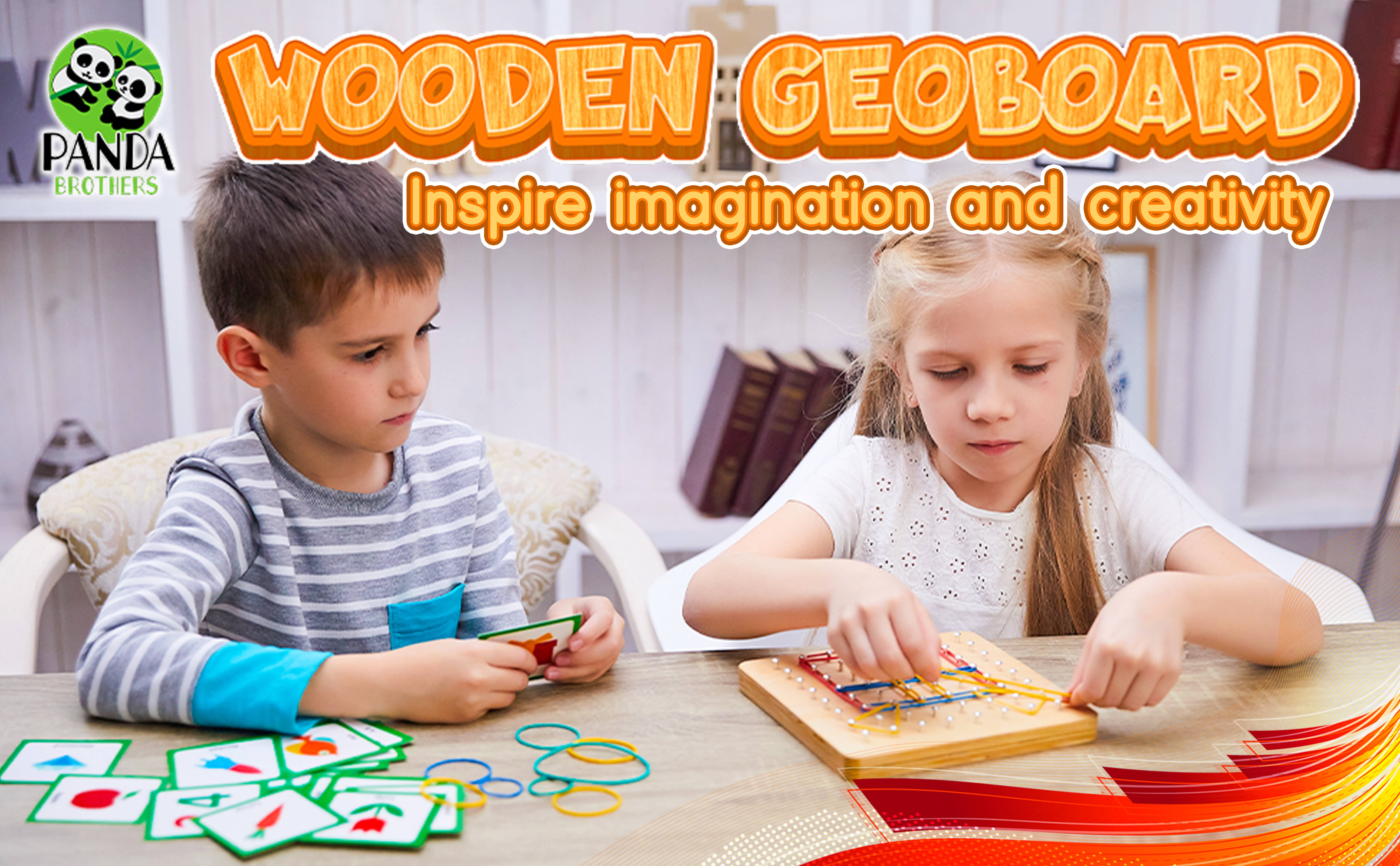 Panda Brothers - Wholesale Wood Toy - Kids - Montessori Toy for Kids - Wooden Geoboard with rubber bands10