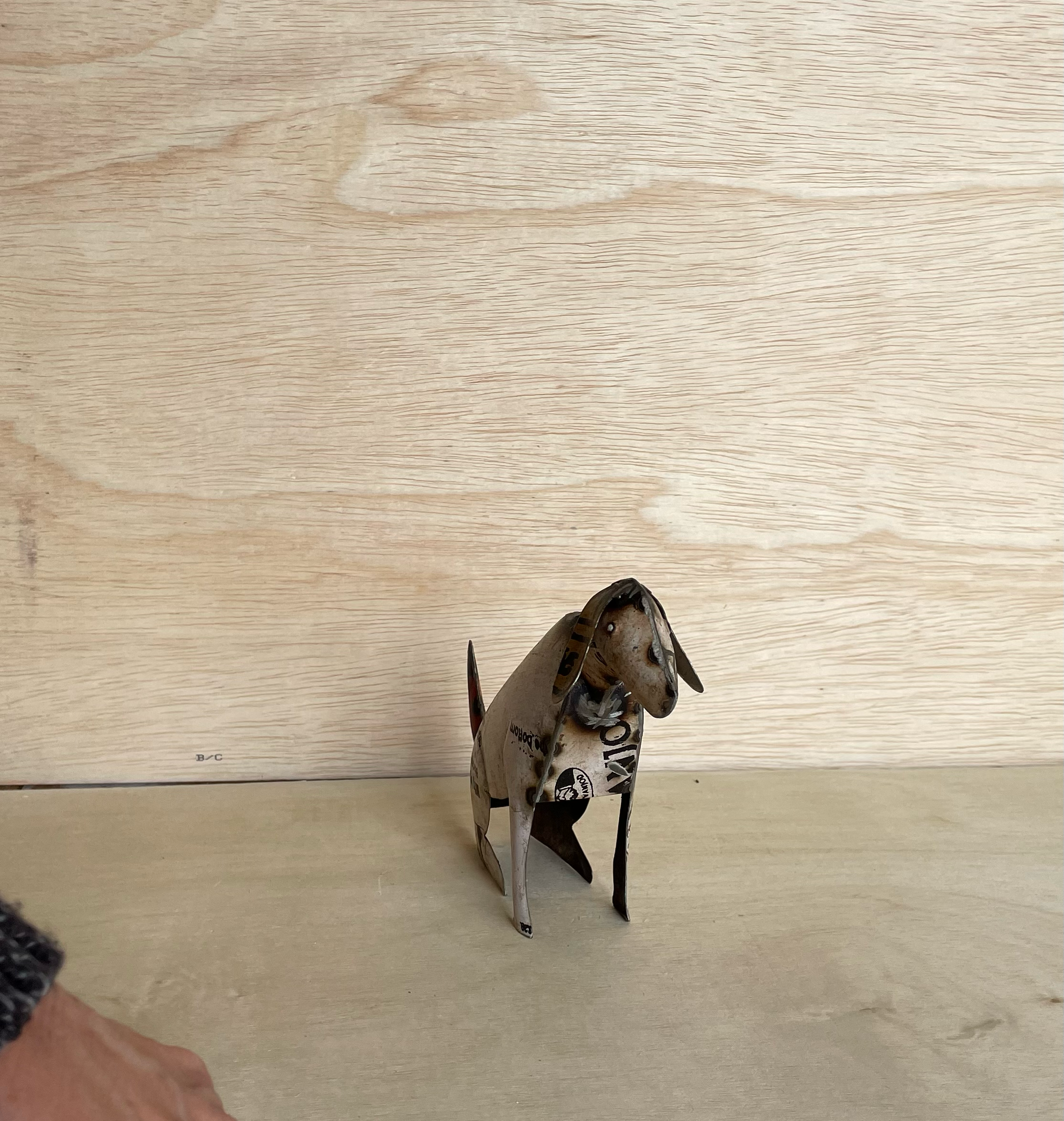 Everyday Artifact - Wholesale Sculpture - Dog Sitting White Recycled Metal Animals1