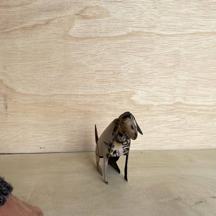 Everyday Artifact - Wholesale Sculpture - Dog Sitting White Recycled Metal Animals1