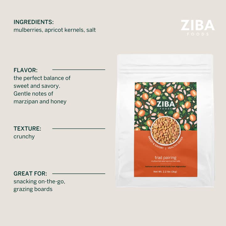 Ziba Foods - Wholesale Trail Mix - Mulberry & Sweet Apricot Seeds Pairing Vegan Trail Mix 1kg