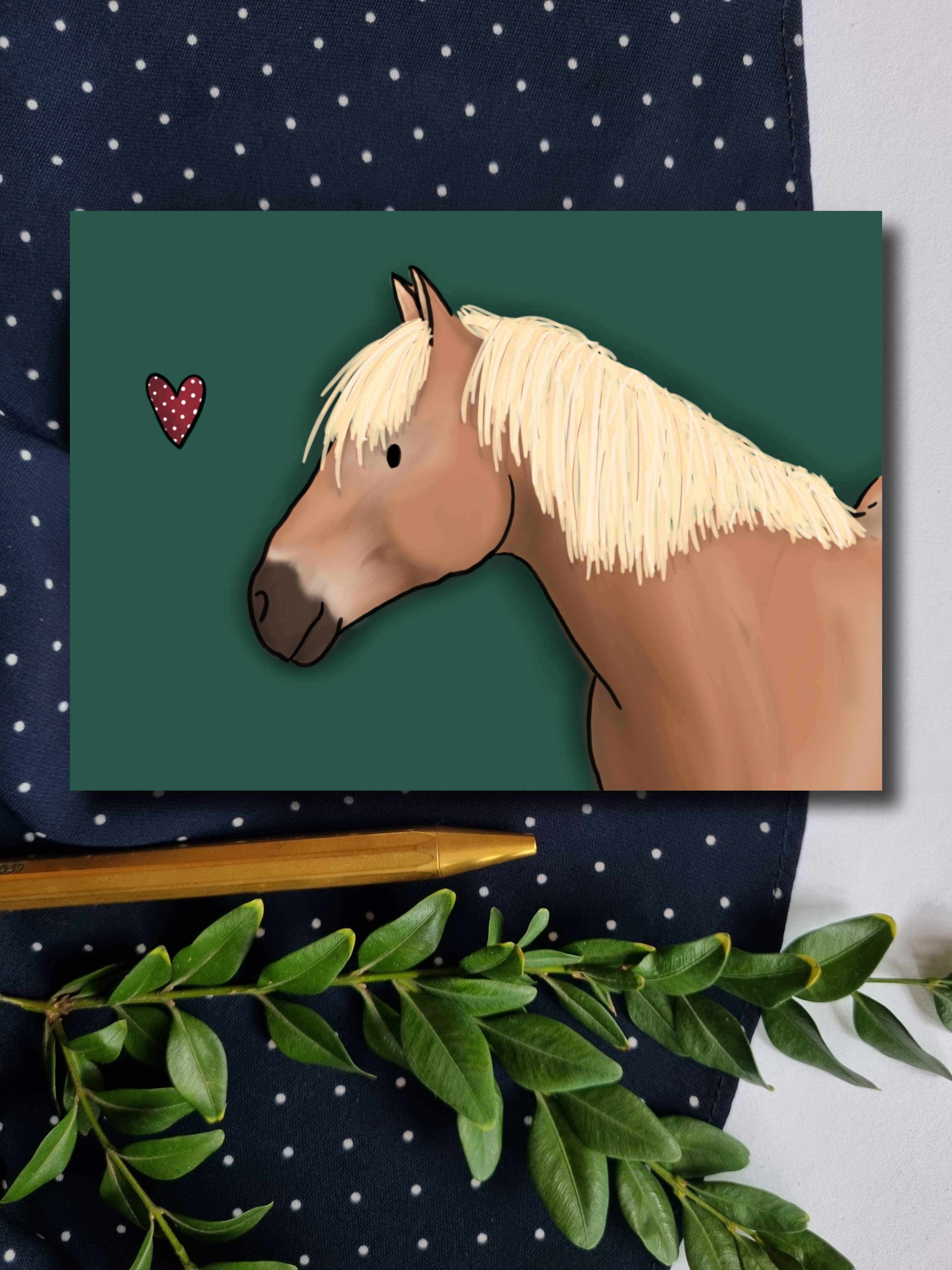 Atelier zum fliegenden Stachelschwein – Großhandel Postkarten – Haflinger Pferde Postkarte Wango0