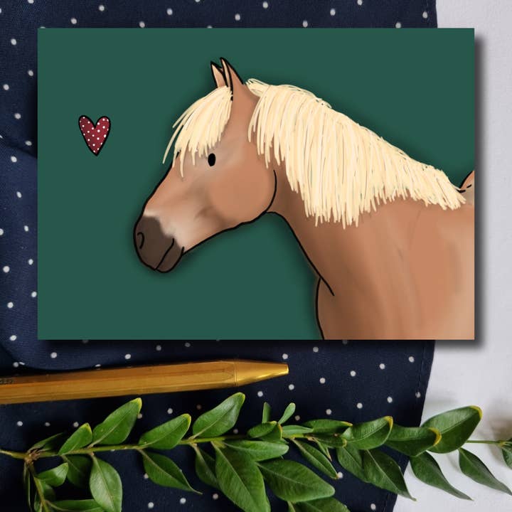 Atelier zum fliegenden Stachelschwein – Großhandel Postkarten – Haflinger Pferde Postkarte Wango