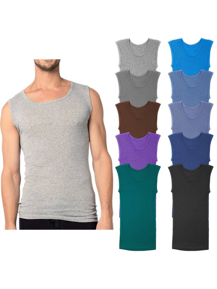 I-Wear Brands - Vendita all'ingrosso Canotta - Uomo - Canotta intima da uomo in 100% cotone a costine, confezione da 104