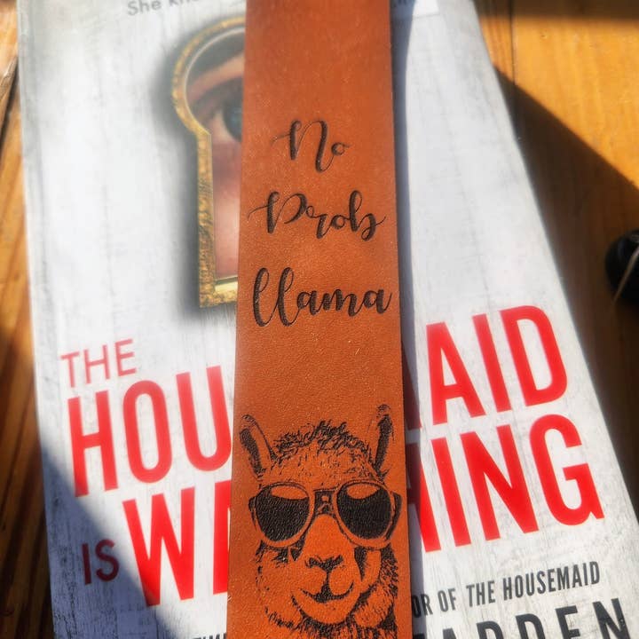 No Prob Llama Leather Book Mark LLama love gift for wholesale by Bella Blue Art Studio