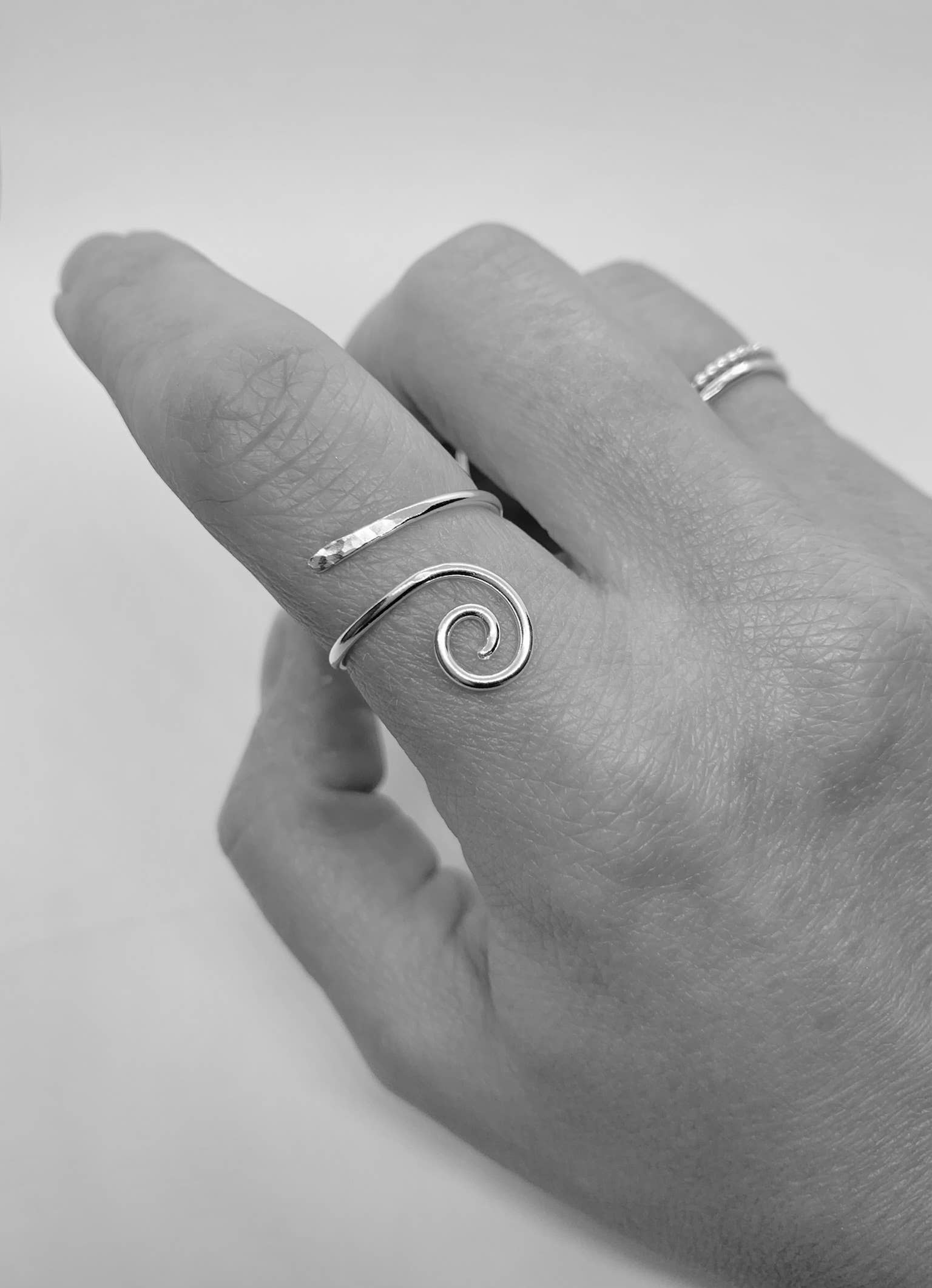 Verve Jewellery – wholesale Band/stacked ring – Adjustable sterling silver wave ring, silver spiral ring0