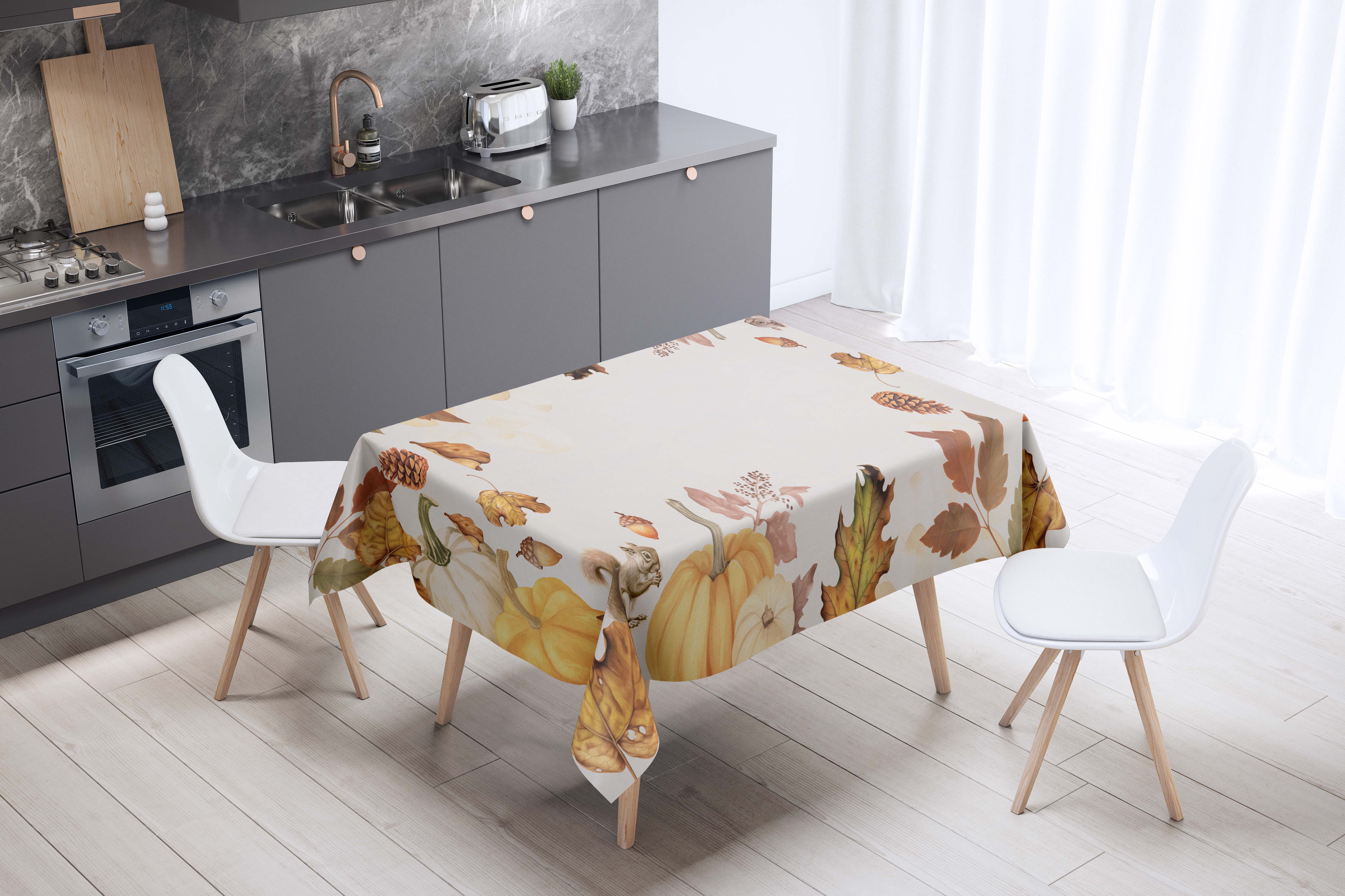 Olivia Home - Wholesale Tablecloth - Autumn pure cotton table cloth, pumpkins, Foliage0