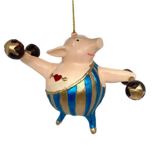 Cochon avec des haltères pour la vente par Santa and friends