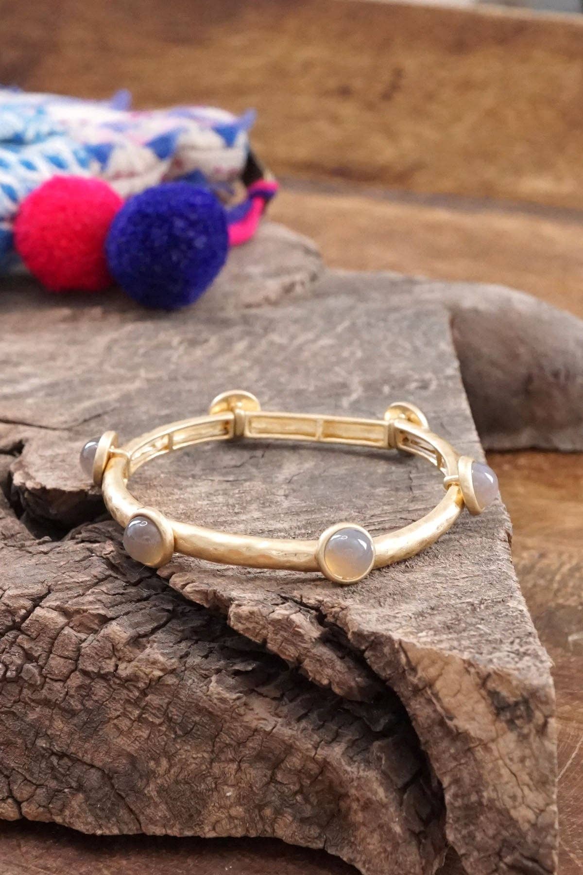 PennyLine inc - Wholesale Bangle Bracelet - Jeweled Golden Bangle with semi precious stone dots16