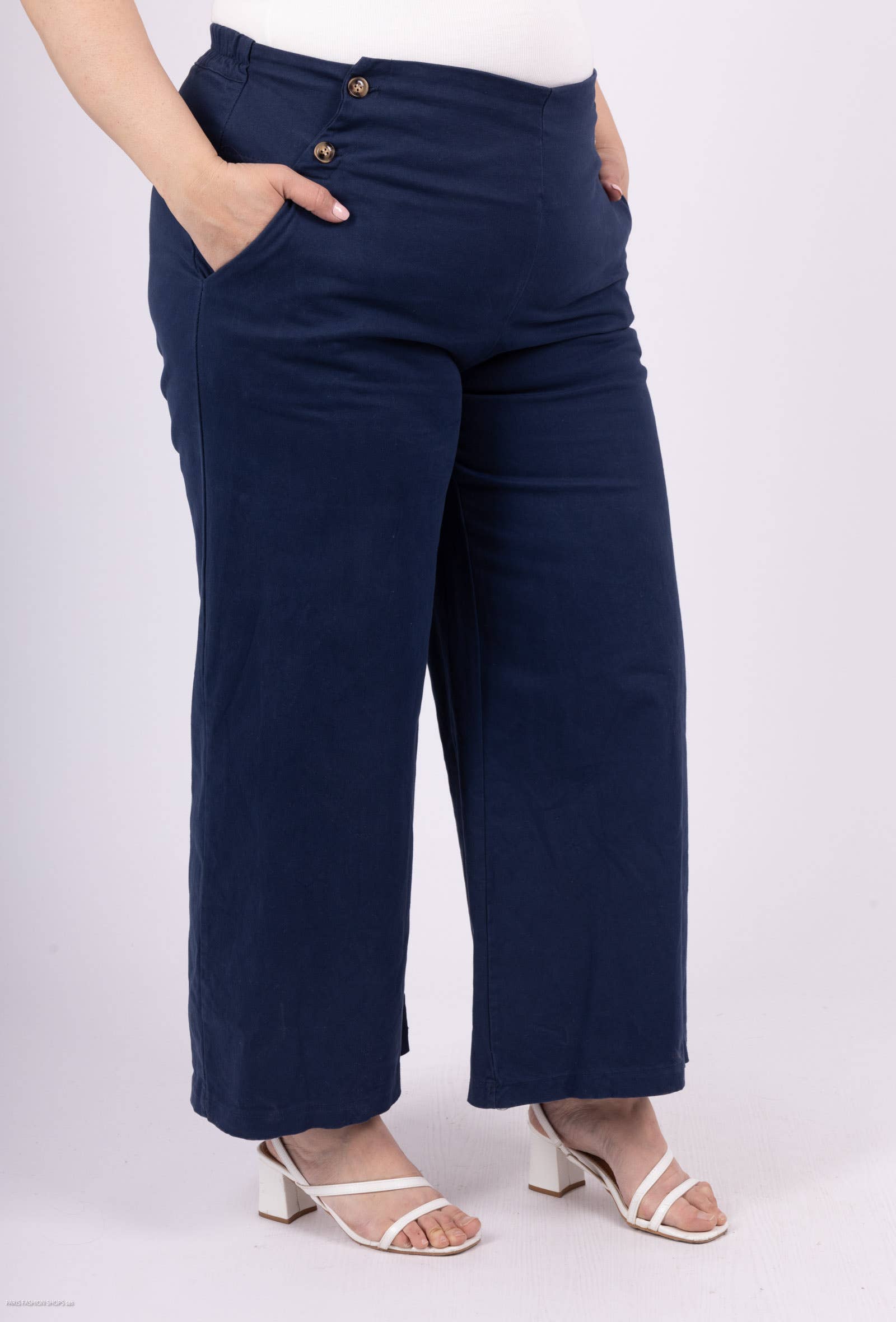 Pépouz' Paris - Wholesale Pants - Women's - PLUS SIZE Pants 97% cotton with buttons PPN2509GT21
