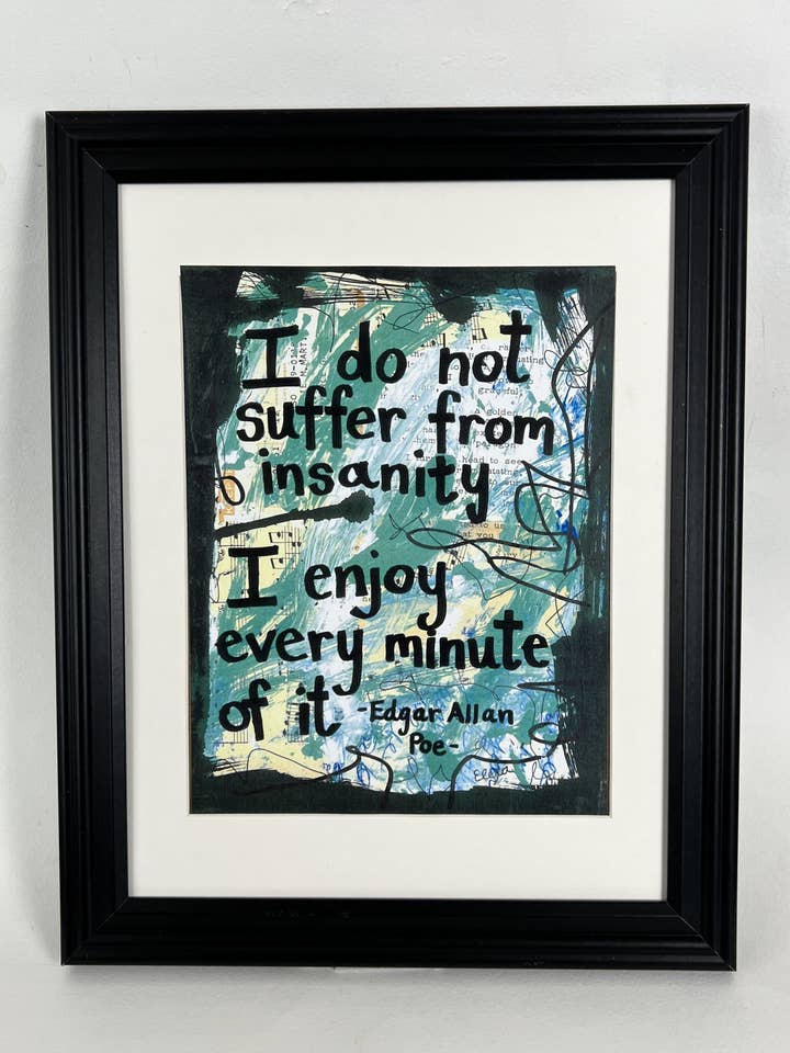 Affiche musicale « Poe Insanity » par EDGAR ALLAN POE pour la vente par Lexicon of Love Music Art