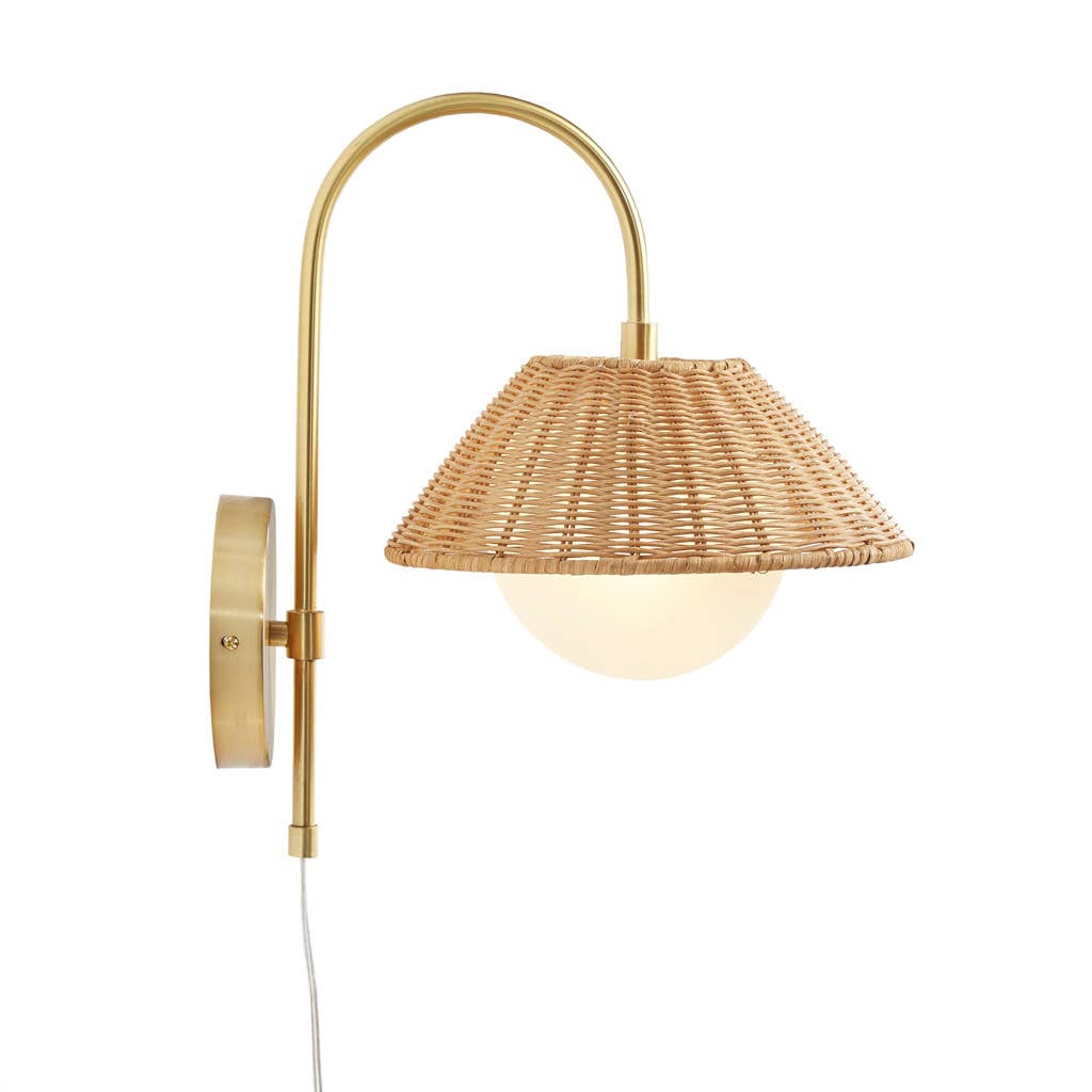 Olliix - Wholesale Sconce - Rattan Weave Gold Plug-in Wall Scone Light7