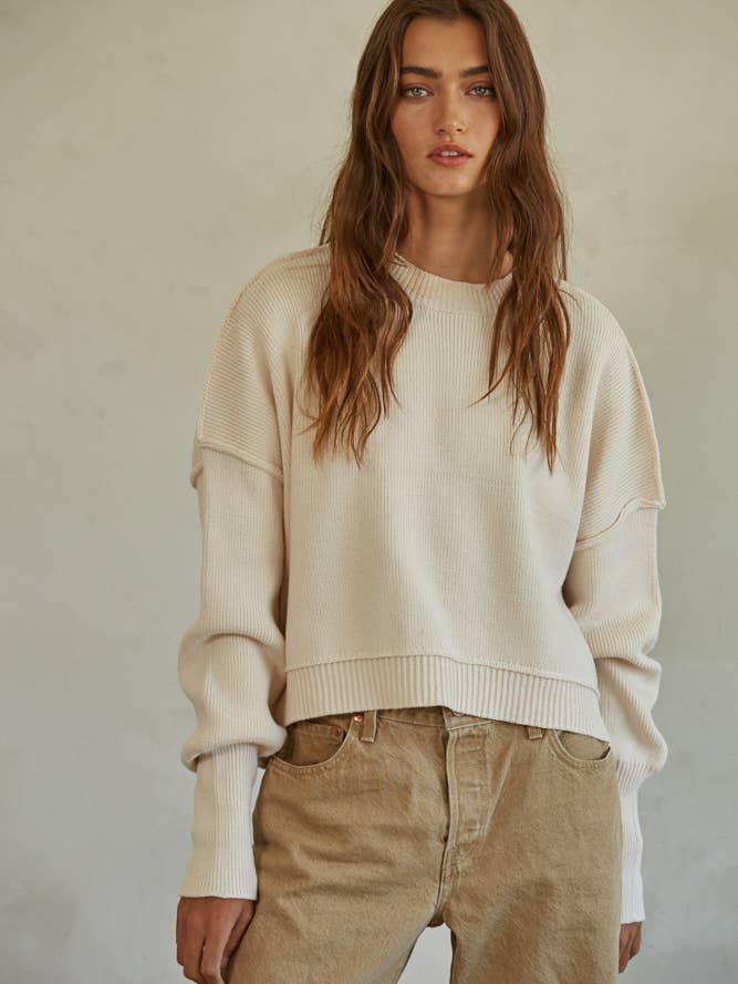 W1406 | Rippstrickpullover aus Baumwollacryl für den Großhandel von By Together