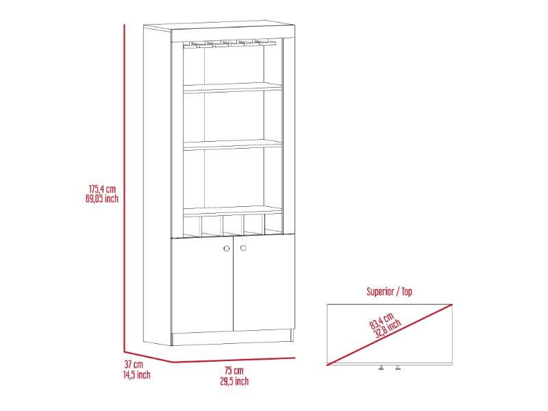 TUHOME FURNITURE - Wholesale Cabinet - Montenegro Bar Cabinet, Double Door Cabinet, Five Cubbies11