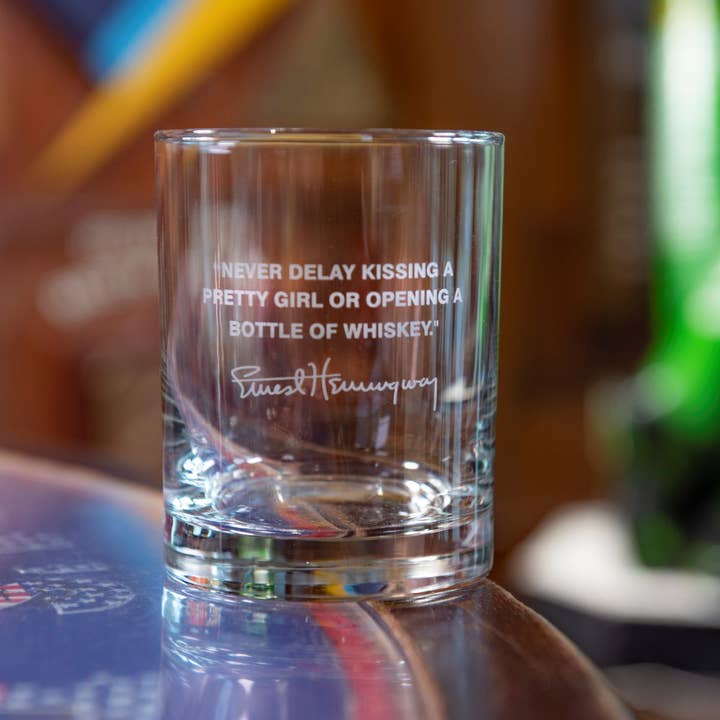 A to Z Imaging and Design - Wholesale Cocktail/Liquor Glass - Ernest Hemingway Quote Glass