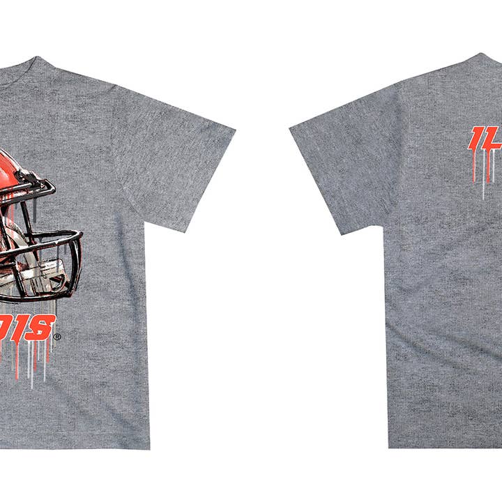 Vive La Fete - Wholesale Screen Printed T-Shirt - Kids - Illinois Fighting Illini Dripping Football Helmet T-Shirt