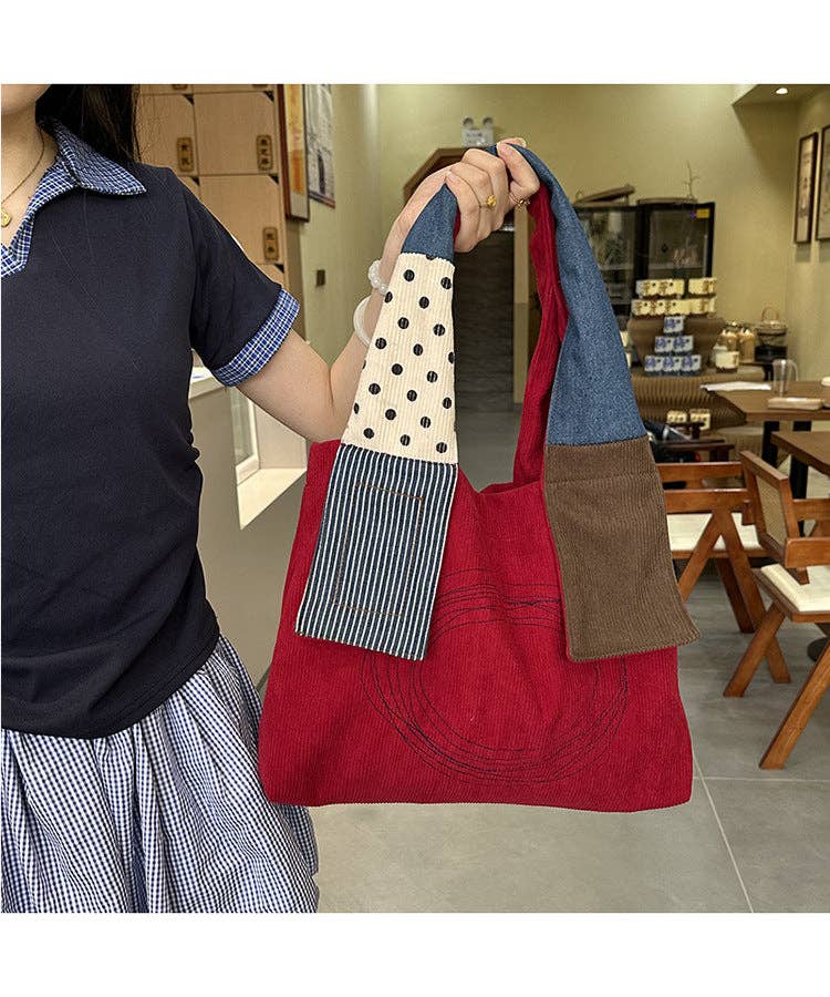 alberalkirk – Engroshandel Tote bag - Dame – Tote-taske i fløjl med paneler Magnetlukning S5P3813