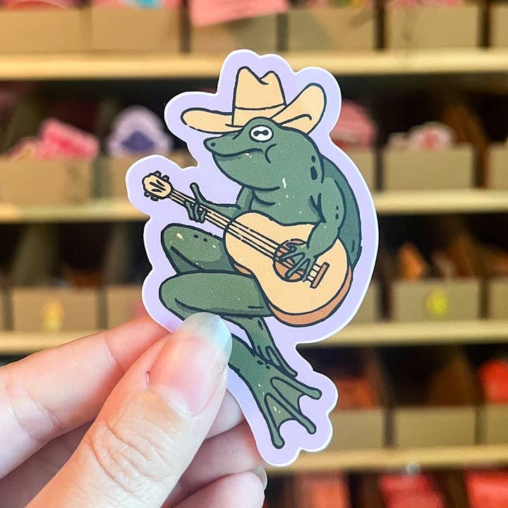 Sticker Grenouille Cowboy pour la vente par Naked Eye Studio