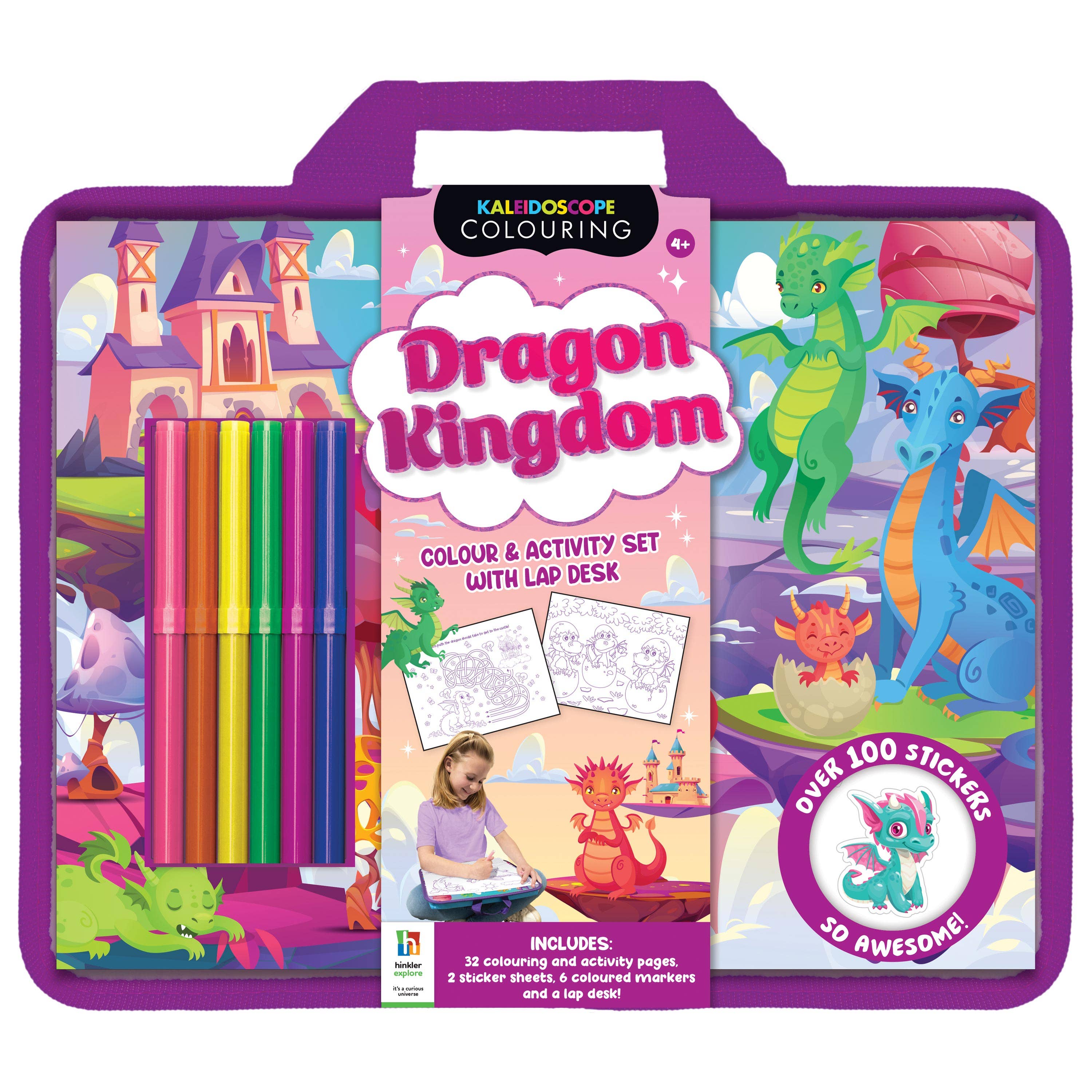 Hinkler Australia - Wholesale Colouring and activity book – kids and baby - Dragon Kingdom Colouring Set with Lap Desk0