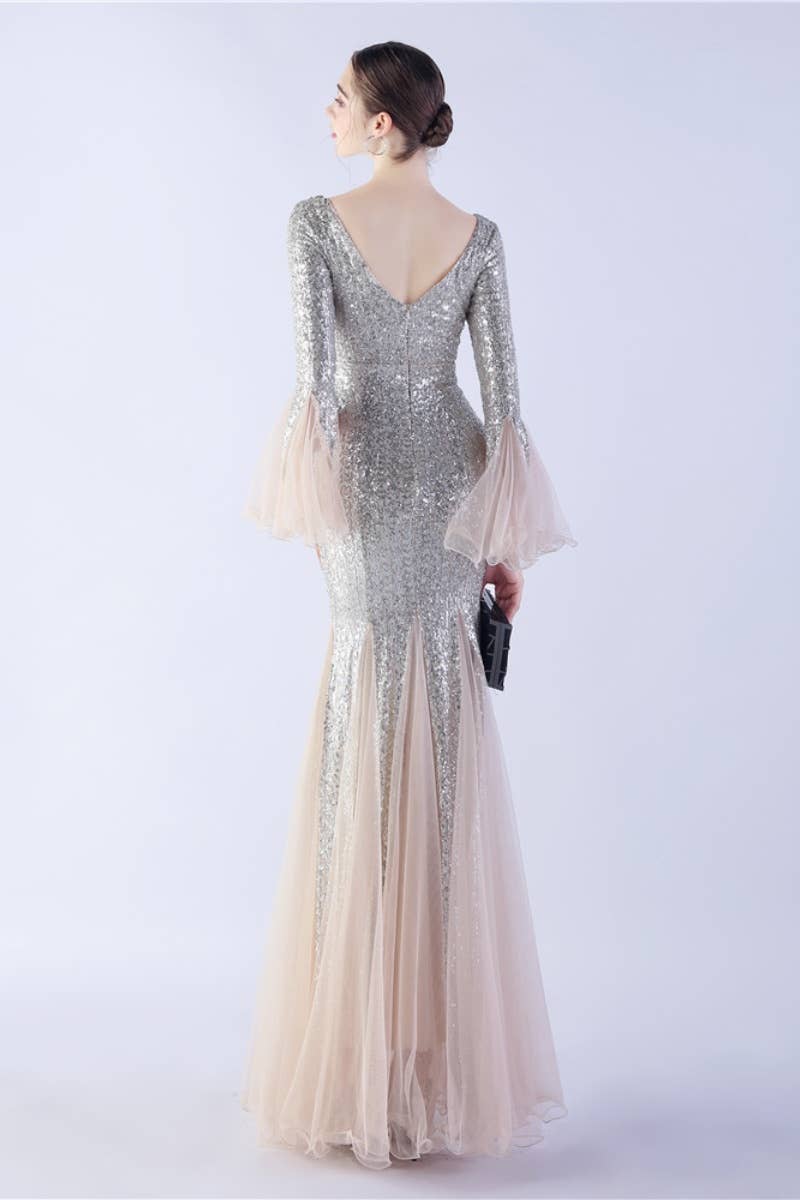 NINEXIS - Wholesale Dress - Women's - CWDMD3627_WAVY MESH BANQUET STAGE SEQUIN DRESS DRESS LONG12