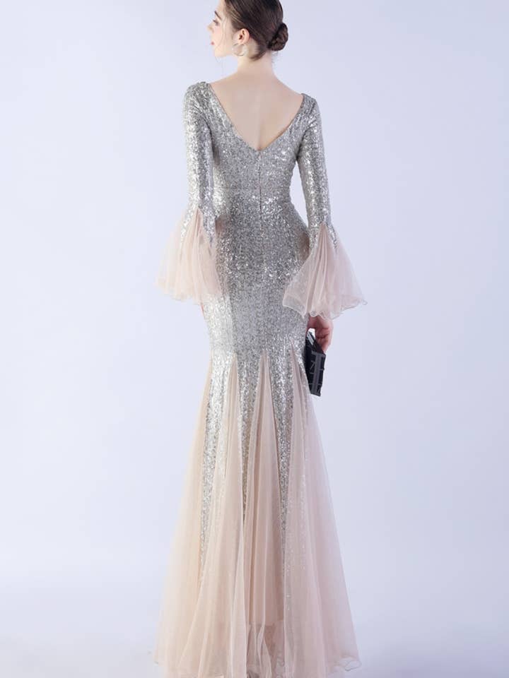 NINEXIS - Wholesale Dress - Women's - CWDMD3627_WAVY MESH BANQUET STAGE SEQUIN DRESS DRESS LONG12