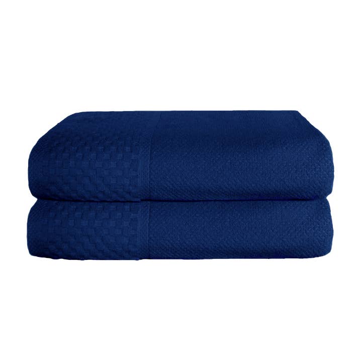Cozablu Home Towels - Wholesale Bath towel - 2 Large Bath Sheets Blue Towels 27x54 100% Cotton 650 GSM