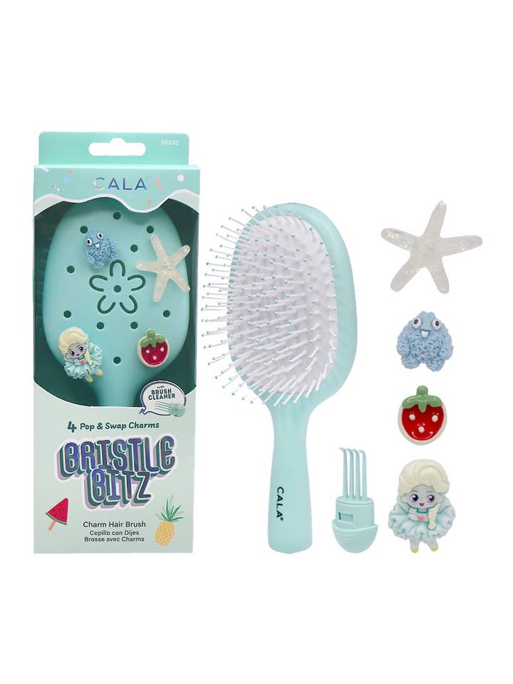 CALA 66332 Light Blue Bristle Bitz Charm Hair Brush - 6 pcs for wholesale by PINEAPPLE Beauty
