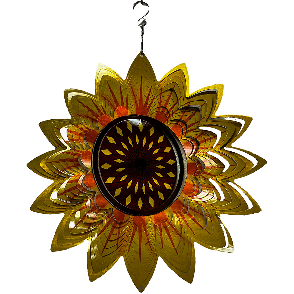 Texas Toy Distribution - Wholesale Wind Spinner - Artistic Stainless Steel Sunflower Wind Spinner Yard Art0