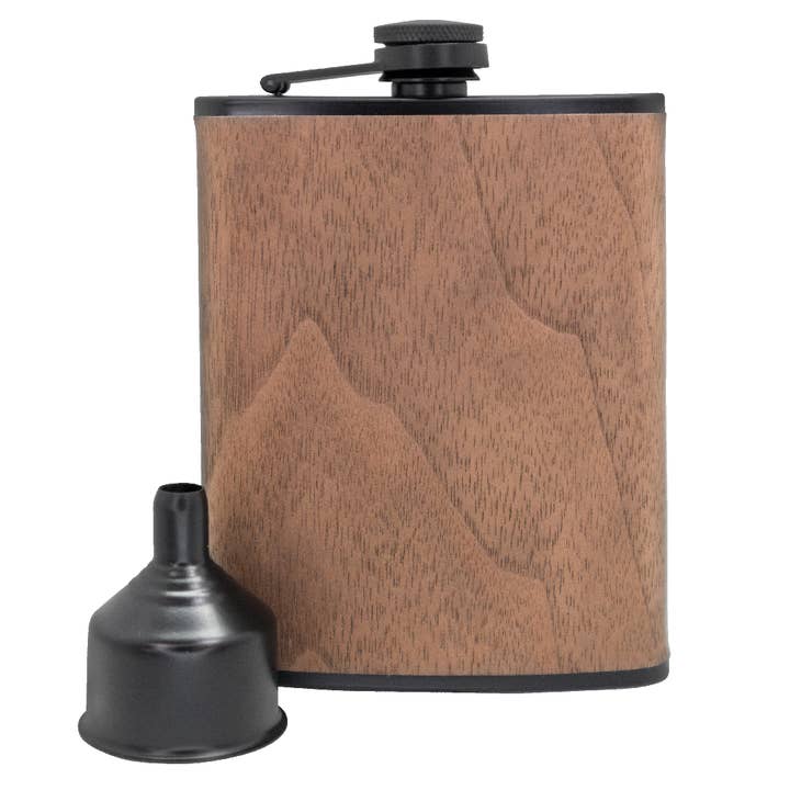 Vin Bouquet (Find It Import & Export Sl) - Wholesale Liqueur - 8oz Stainless Steel Wooden Design Flask