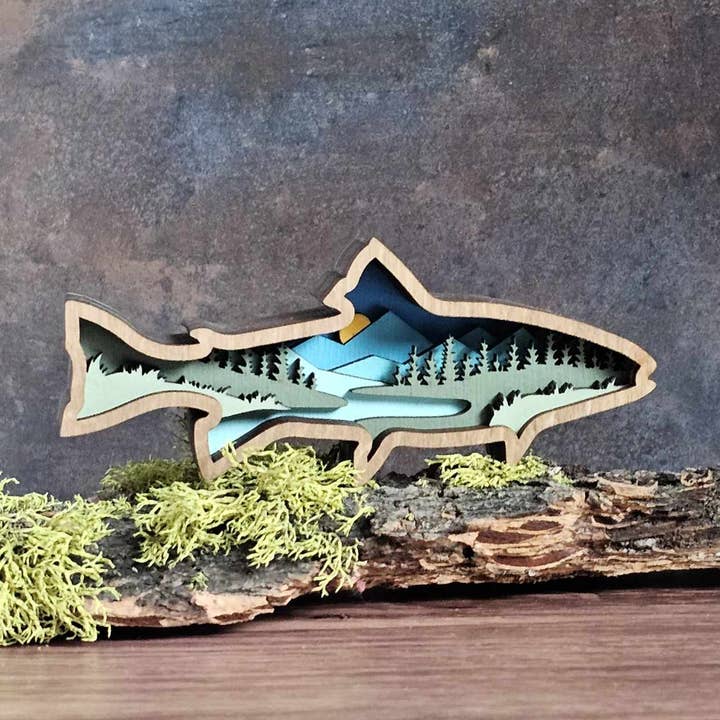 Mini Wood Fish Magnet - Gift for Fisherman - Fishing Shop for wholesale by Rising Joy Creations-Nature Inspired Wood Art