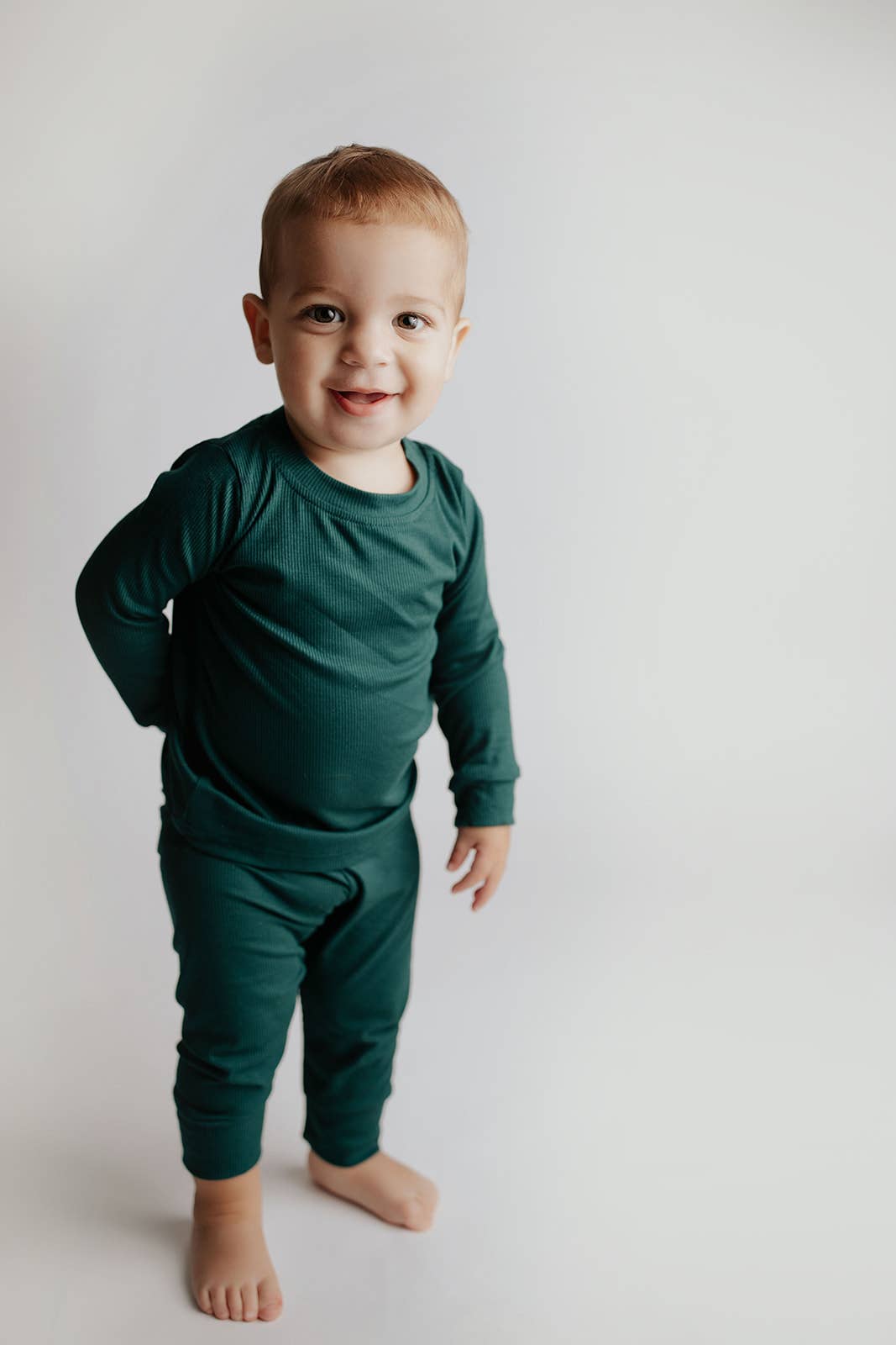 Three Little Tots – wholesale Pyjamasset - Barn – Ribbed Forest Green Jammies Barn Pjs & Lougewear7