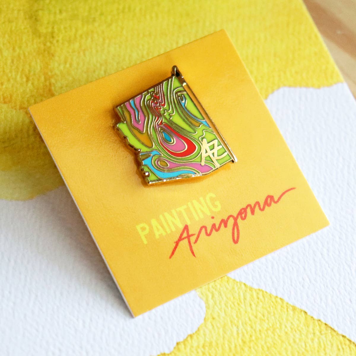 Paige Poppe Art - Wholesale Lapel Pin/Button - Painting Arizona Enamel Pin1