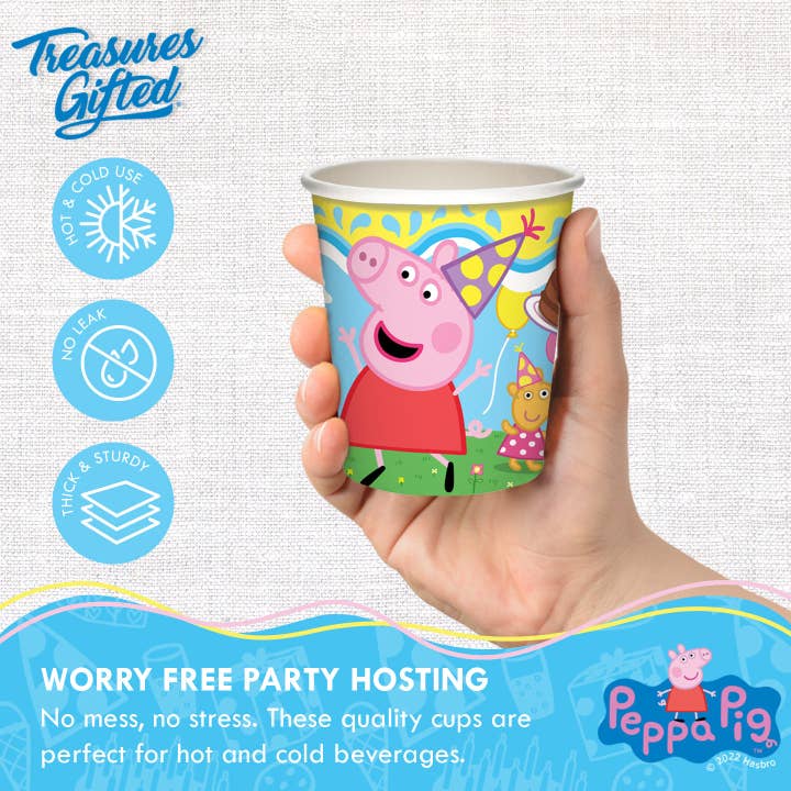 Treasures Gifted - Wholesale Disposable Cup - Peppa Pig Cups - 8pk - Peppa Pig Party Supplies